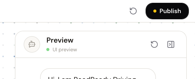 The draft and publish controls in the builder header
